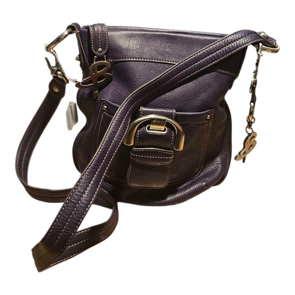 B. Makowsky Genuine Leather Crossbody Bag – Eggplant Purple, Silver Hardware - Picture 6 of 13